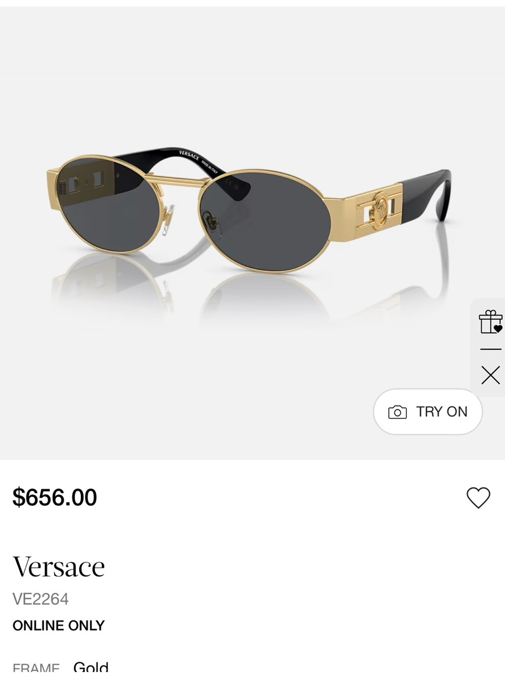 Versace Gold and Black Thick-Arm Logo Sunglasses
